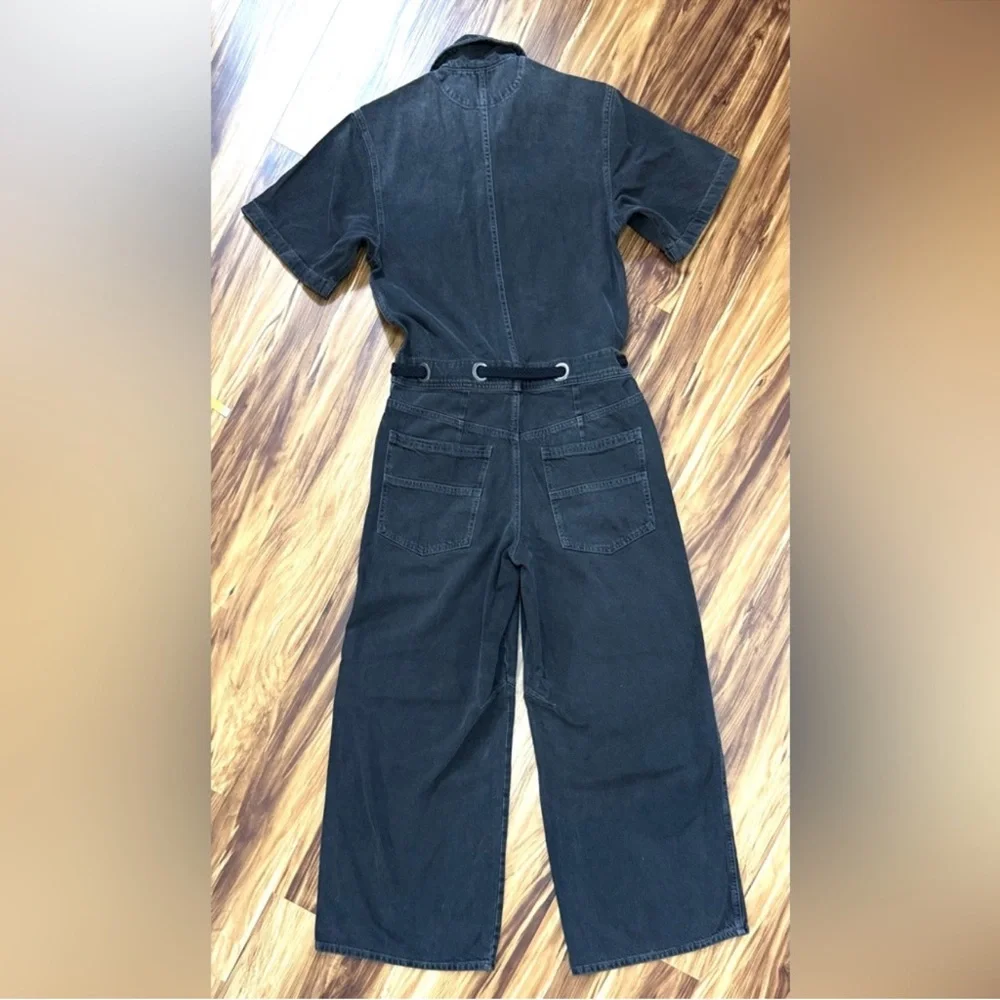 Free People Edison Black Denim Jumpsuit Coveralls Moxie - Picture 5 of 10